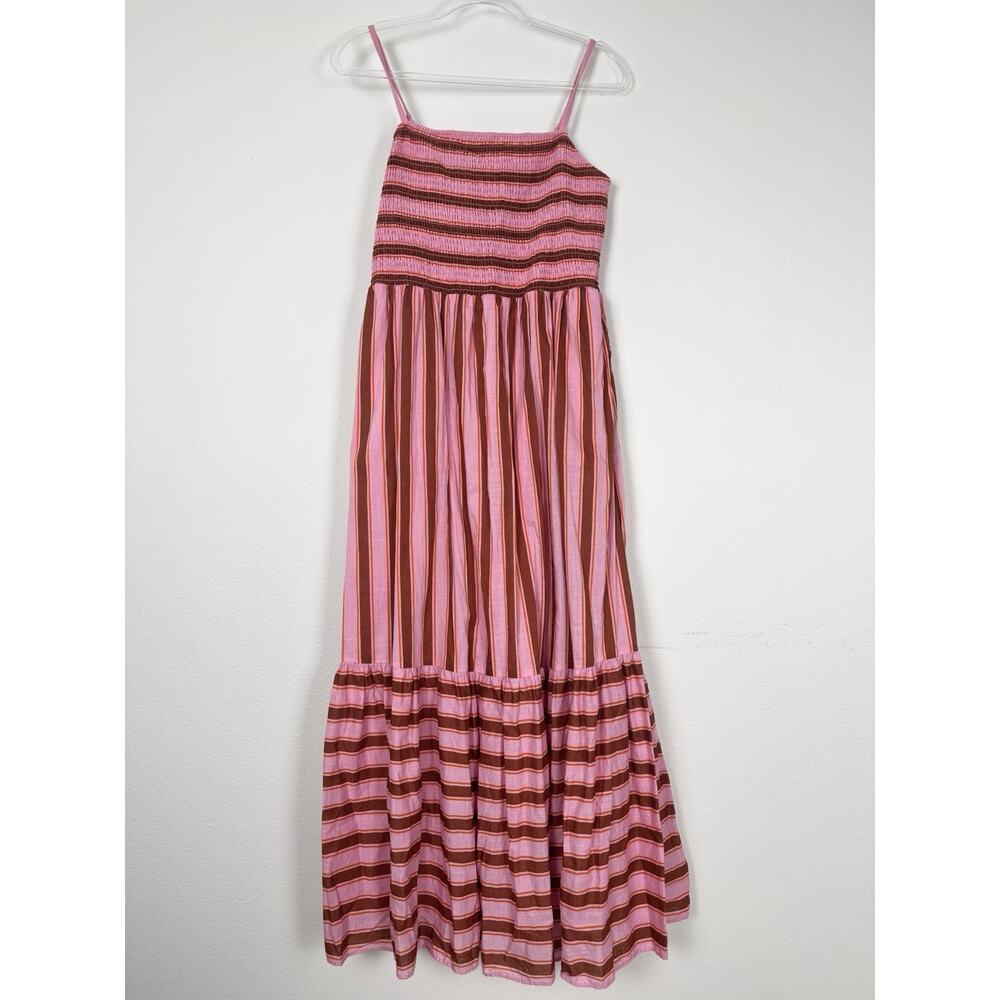 Kate Spade Maxi Dress Calais Stripe Smocked Pink Red $348 Womens M - Picture 4 of 14